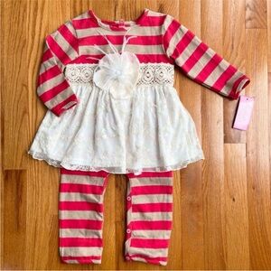 Peaches N Cream Baby Girls All The Trimmings Lace Romper Size 24 Months Red NWT